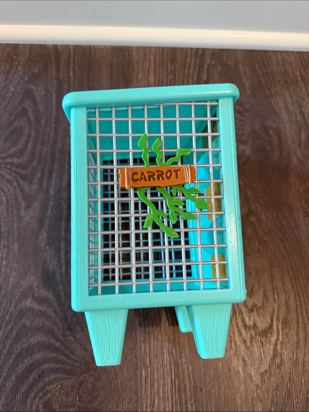American Girl Teal Bunny Cage with Ramp and White Plush Bunny
